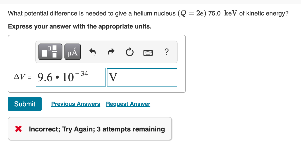 Solved = What Potential Difference Is Needed To Give A | Chegg.com