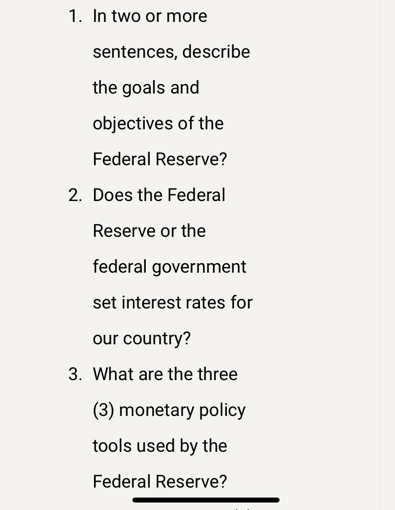 1. In two or more sentences, describe the goals and