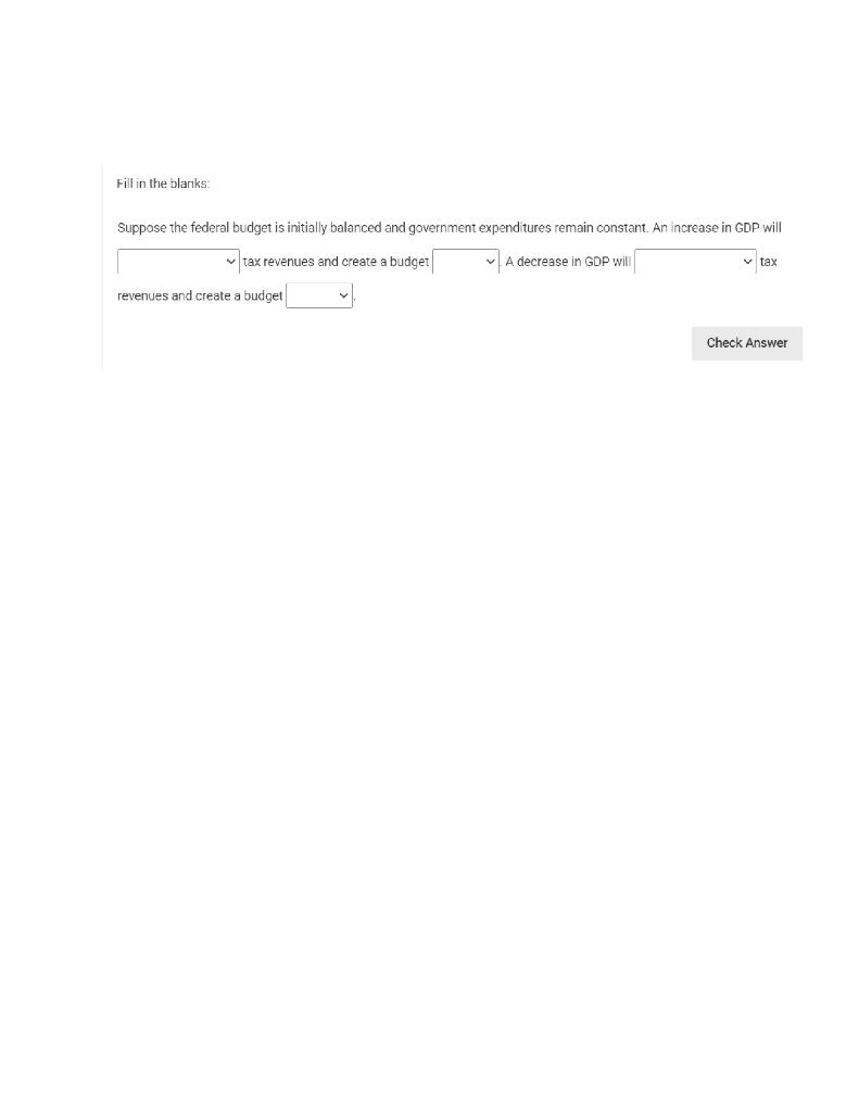 Solved Fill in the blanks Suppose the federal budget is | Chegg.com
