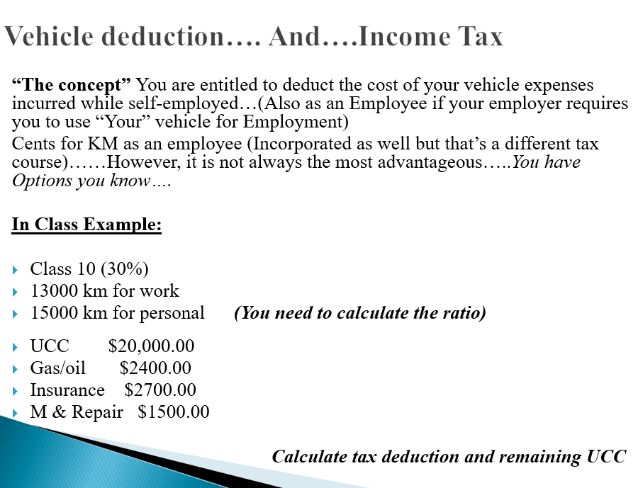 Vehicle deduction.... Tax "The concept"