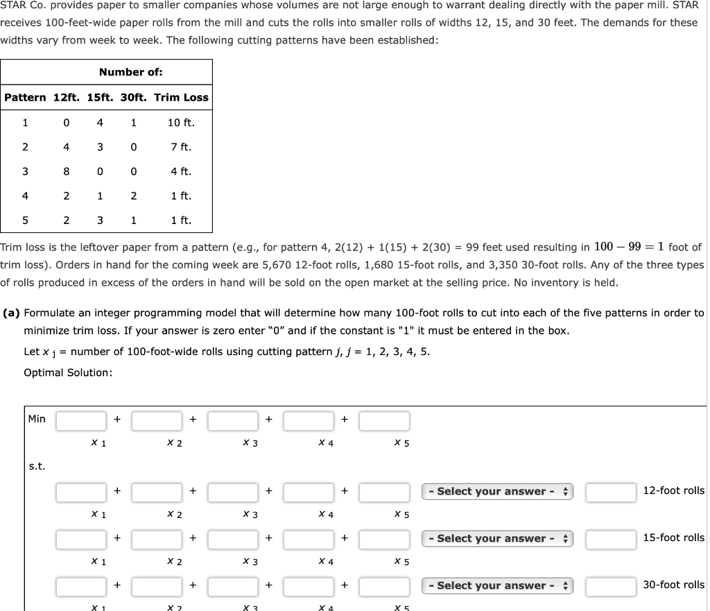 Solved STAR Co. provides paper to smaller companies whose