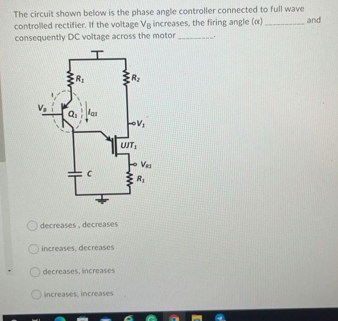 Solved The circuit shown below is the phase angle controller