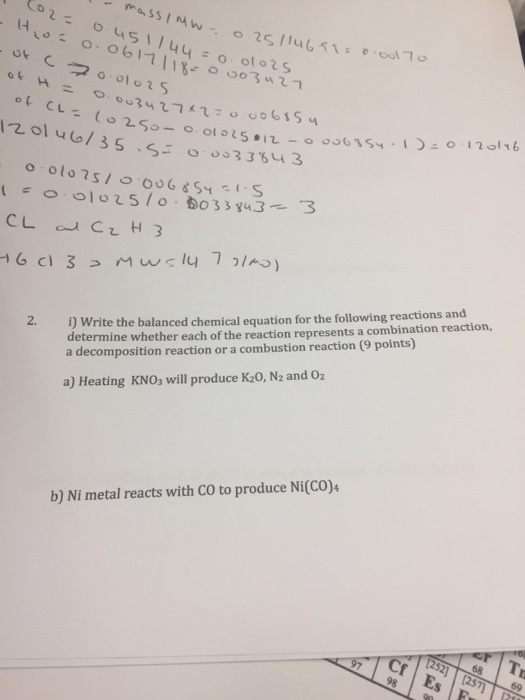 How To Write A Balanced Chemical Equation For The Following Reaction ...