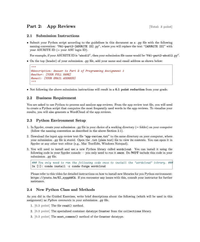 Solved Part 2 App Reviews [Total 3 point] 2.1 Submission