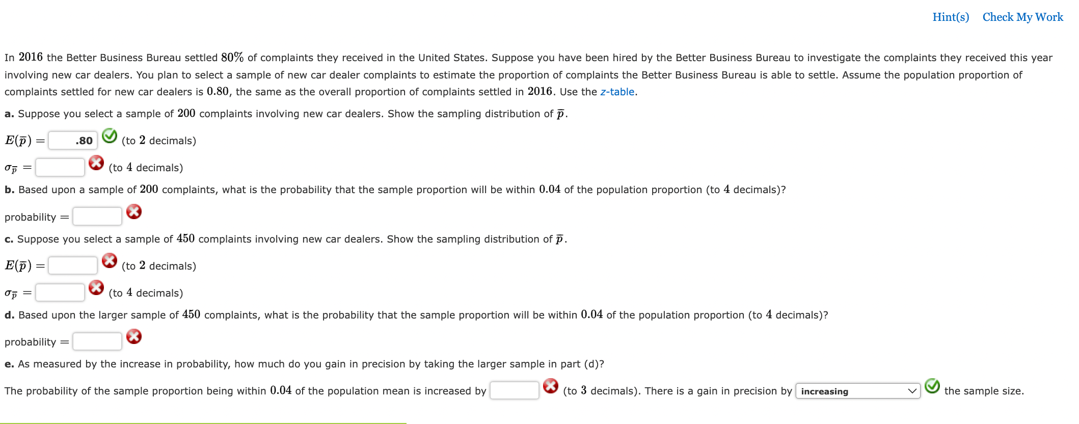 Solved complaints settled for new car dealers is 0.80 , the