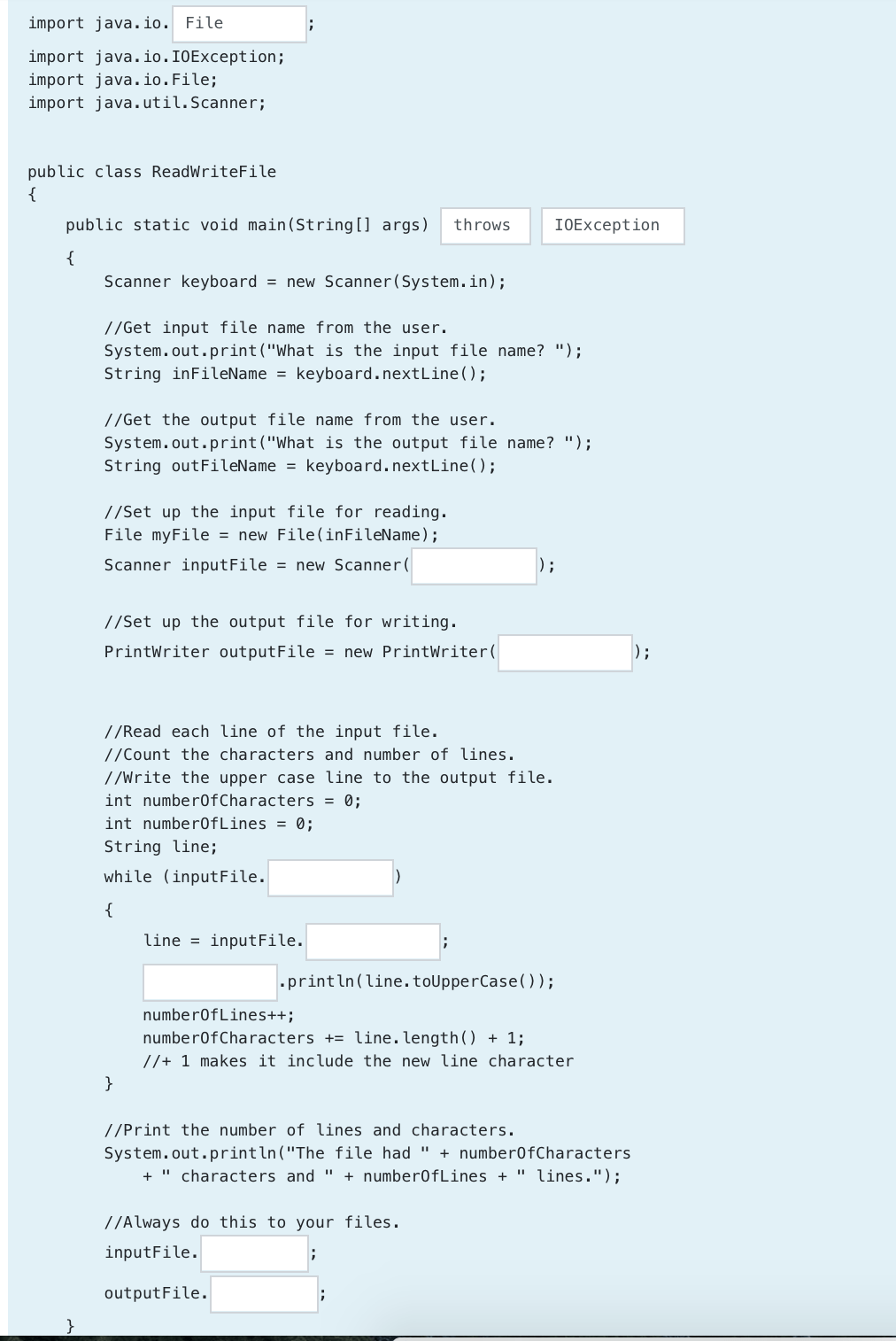 Solved import java.io. File import java.io.IOException;
