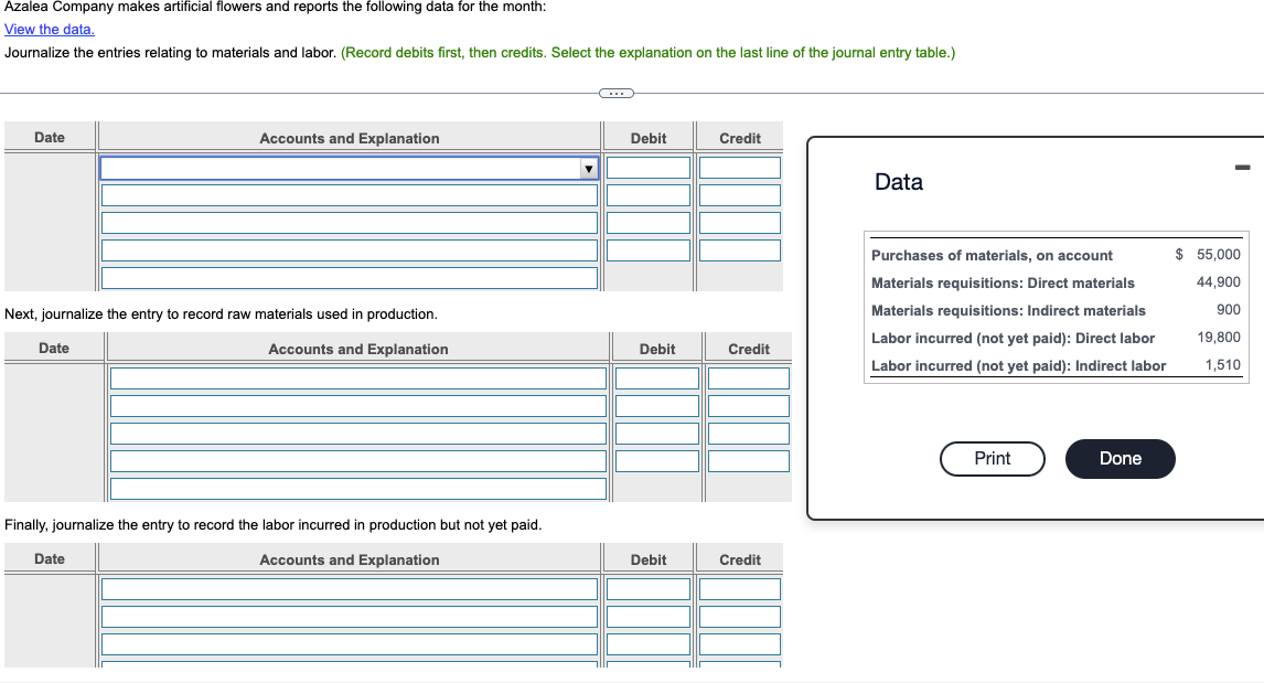 Solved Azalea Company makes artificial flowers and reports