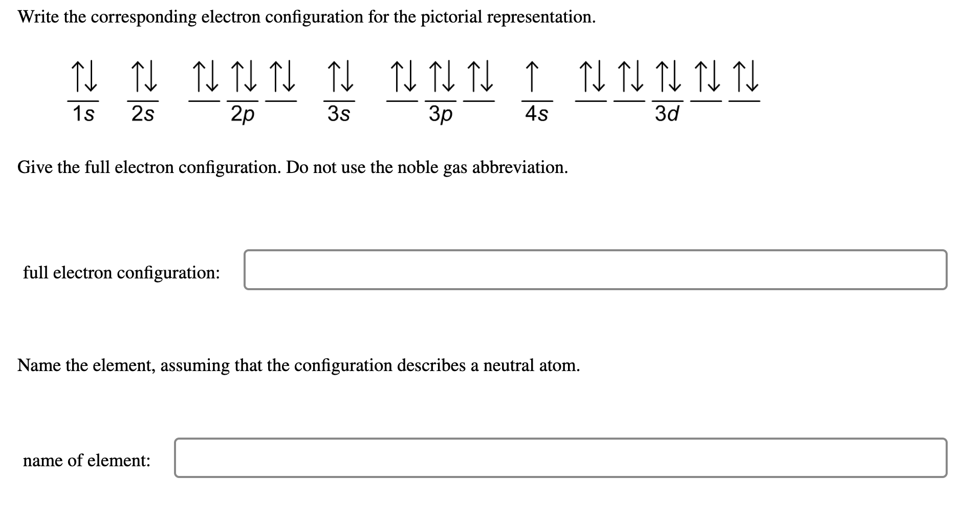 Solved Write the corresponding electron configuration for