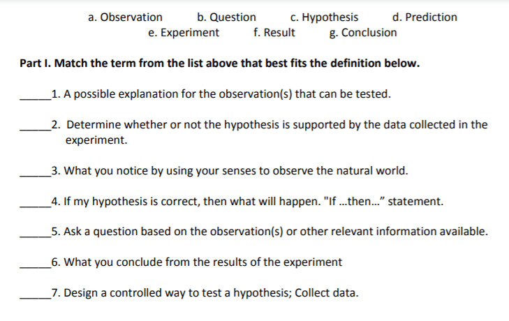 Solved A. Observation B. Question C. Hypothesis D. | Chegg.com