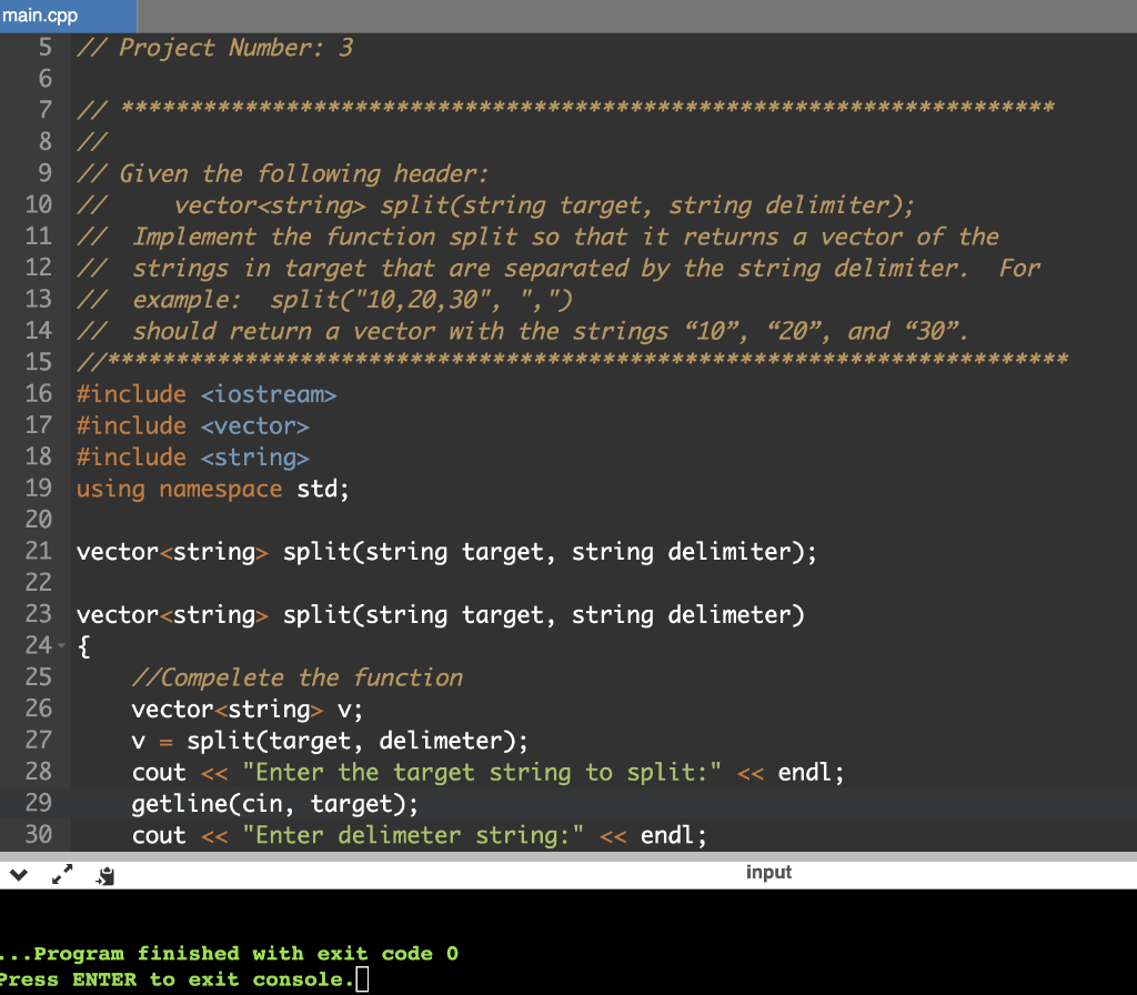 Solved C++ Given the following header vector