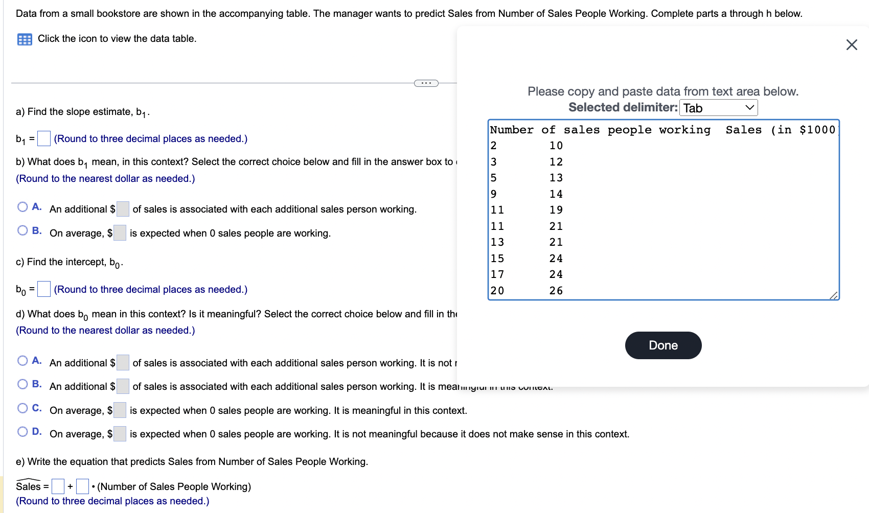 Solved Click the icon to view the data table. a) Find the