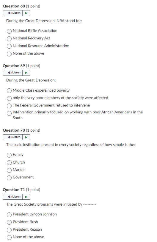 During the Great Depression, NRA stood for: National | Chegg.com