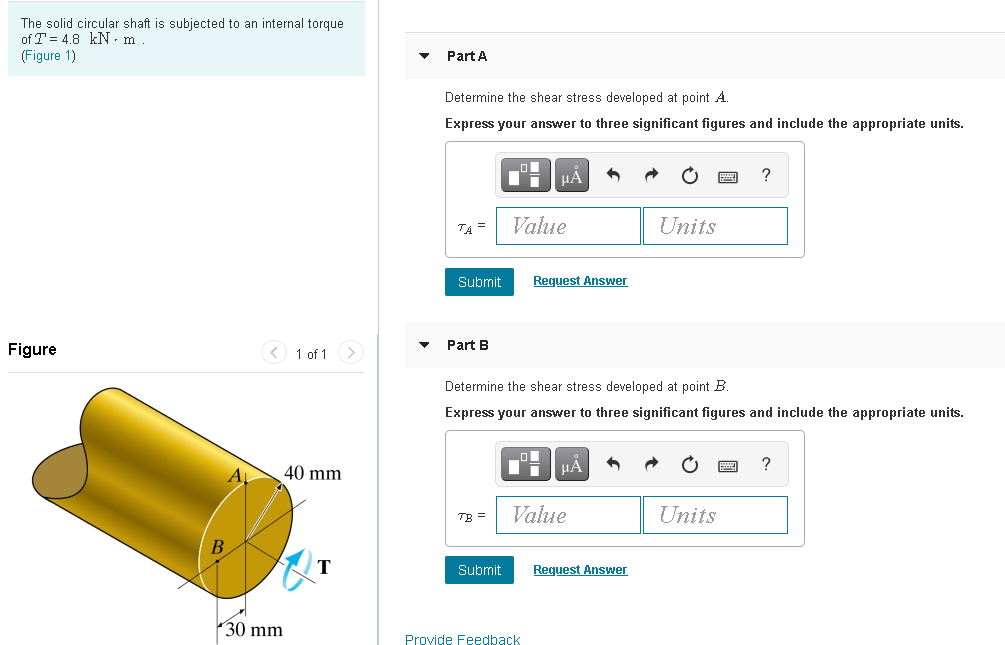 Solved The solid circular shaft is subjected to an internal | Chegg.com