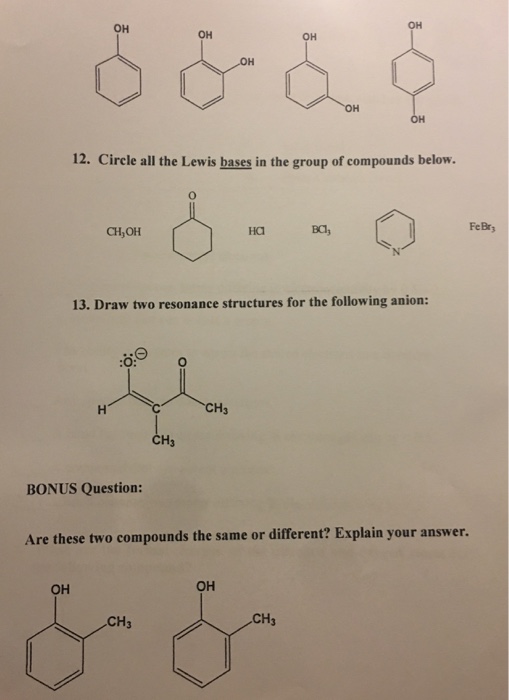 Solved Circle all the Lewis bases in the group of compounds below