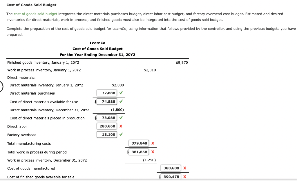 Solved Direct Materials Purchases Budget The direct