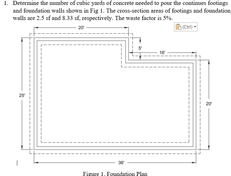 Solved 1. Determine the number of cubic yards of concrete