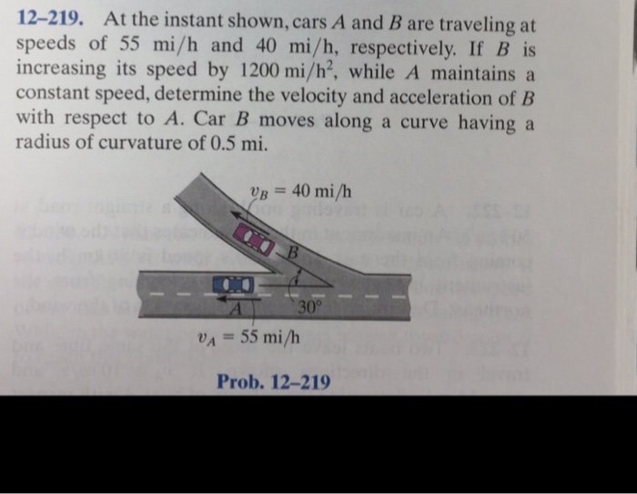 Solved At the instant shown, cars A and B are traveling at
