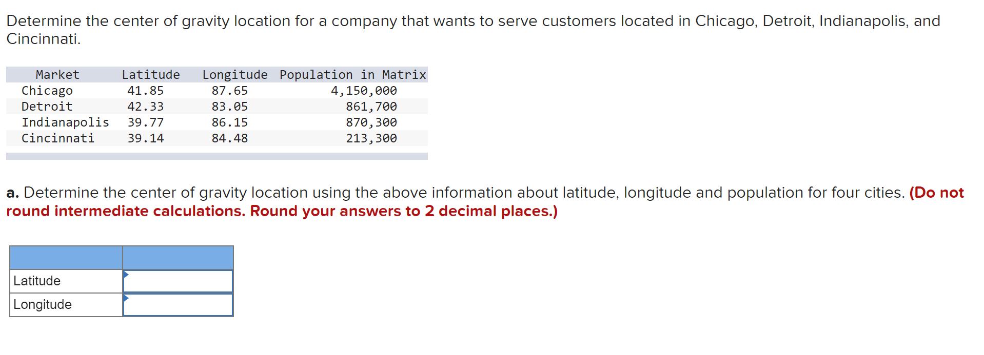 Solved Determine the center of gravity location for a