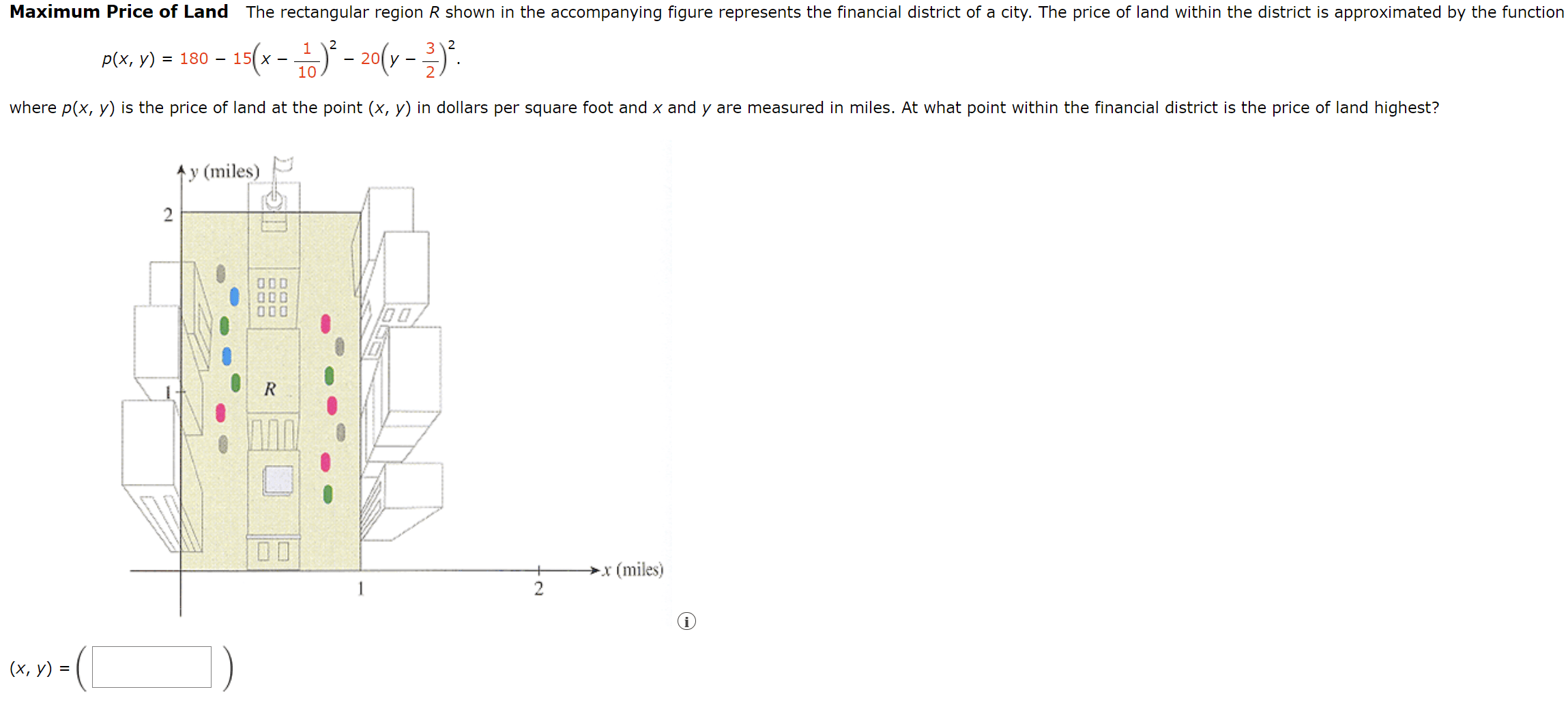 Solved Maximum Price of Land The rectangular region R shown