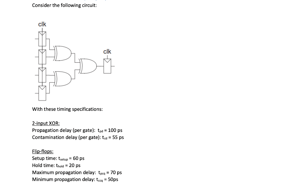 Solved Consider the following circuit clk With these timing