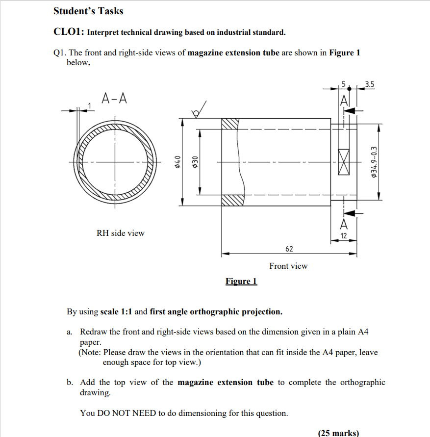 Solved Hello, this is Technical drawing subject. Please