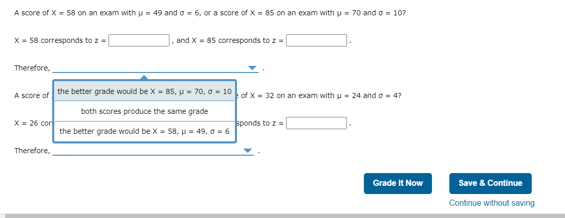 Solved For each of the following, identify the exam score | Chegg.com
