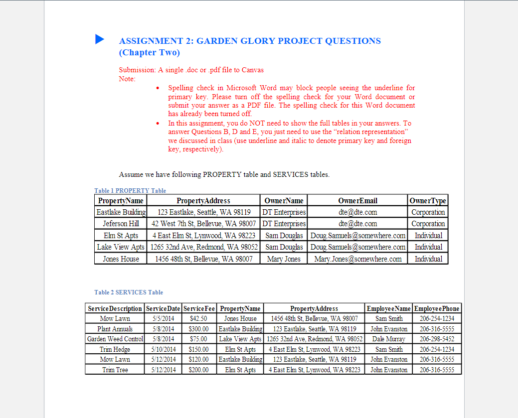Solved ASSIGNMENT 2 GARDEN GLORY PROJECT QUESTIONS (Chapter