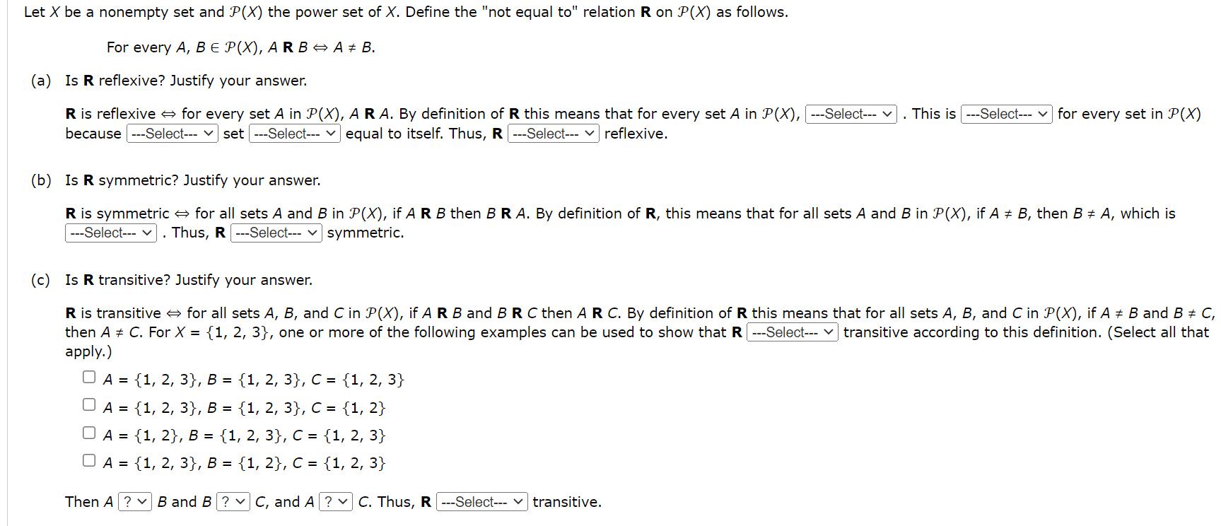 Solved Let X be a nonempty set and P(X) the power set of X.