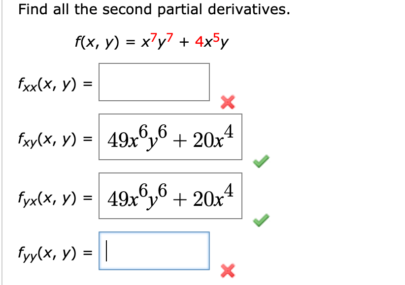 Solved Find All The Second Partial Derivatives. F(x, Y) =...