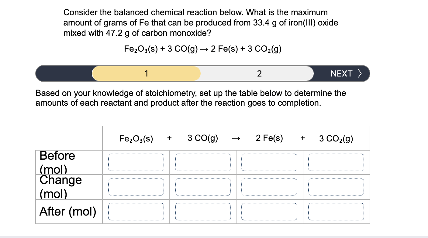 Solved Consider the balanced chemical reaction below. What