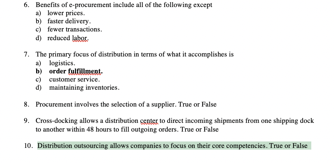 Solved 6. Benefits of eprocurement include all of the