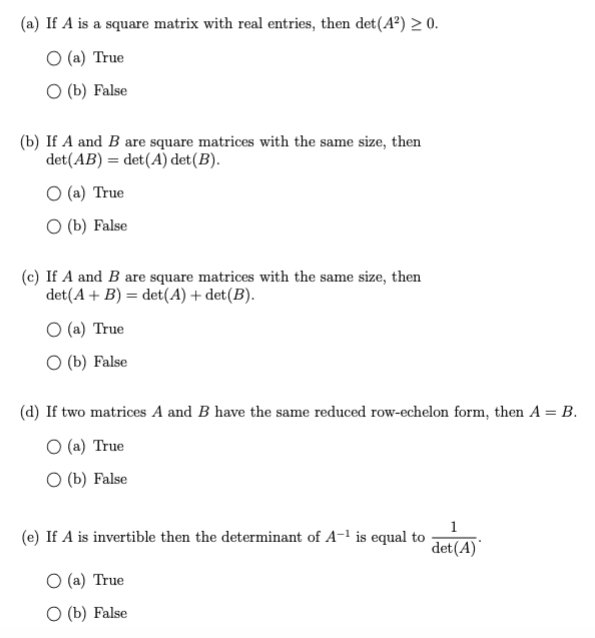 Solved (a) If A is a square matrix with real entries, then