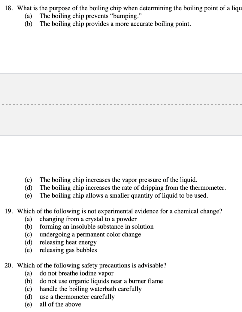 Solved What is the purpose of the boiling chip when