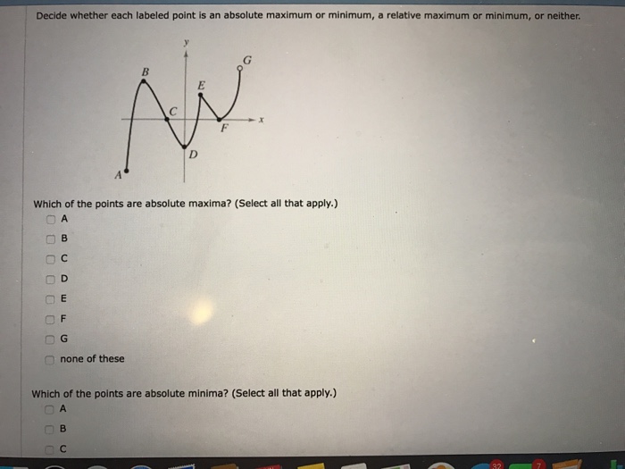 Solved Decide Whether Each Labeled Point Is An Absolute M...