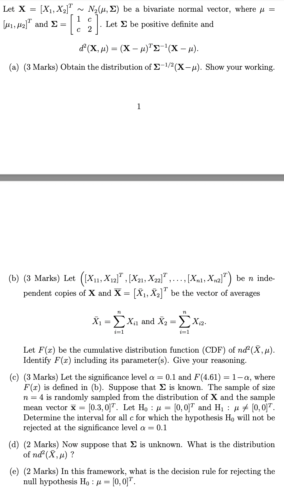 Solved X1 bar and X2 bar should be 1/n Sum Xi1, and 1/n Sum