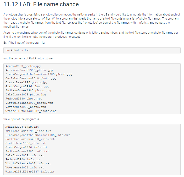 Solved 11.12 LAB File name change A photographer is