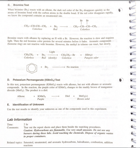Solved C. Bromine Test When bromine (Bry) reacts with an