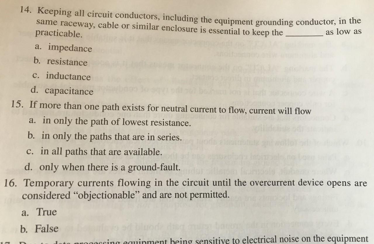 14. Keeping all circuit conductors, including the | Chegg.com