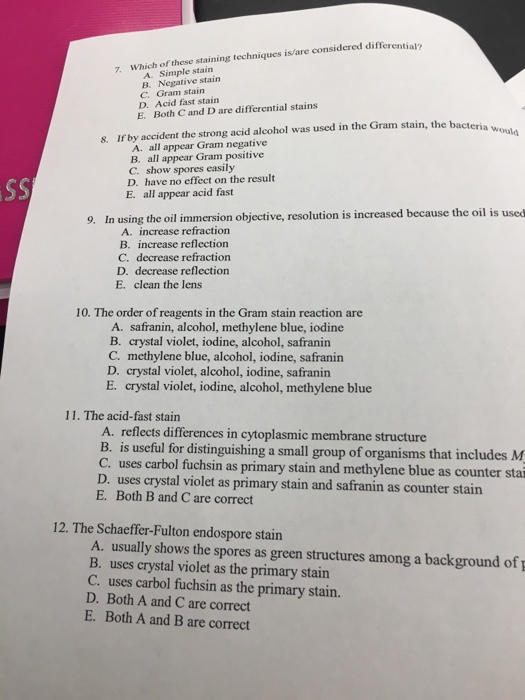 Solved Which Of These Staining Techniques Is/are Consider...