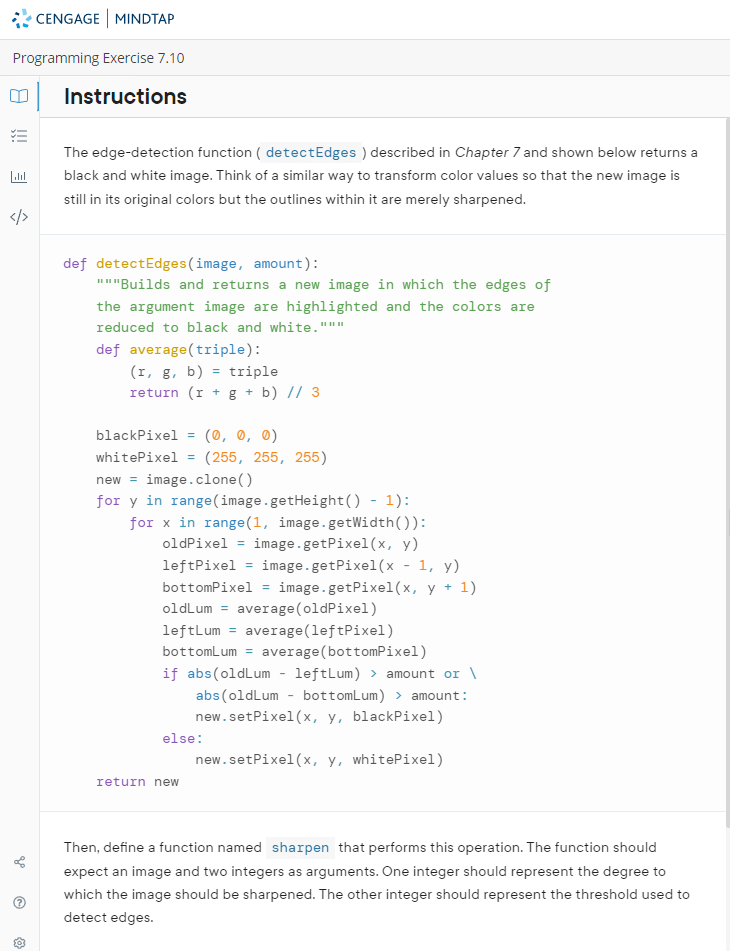 Solved The edgedetection function ( detectEdges) described