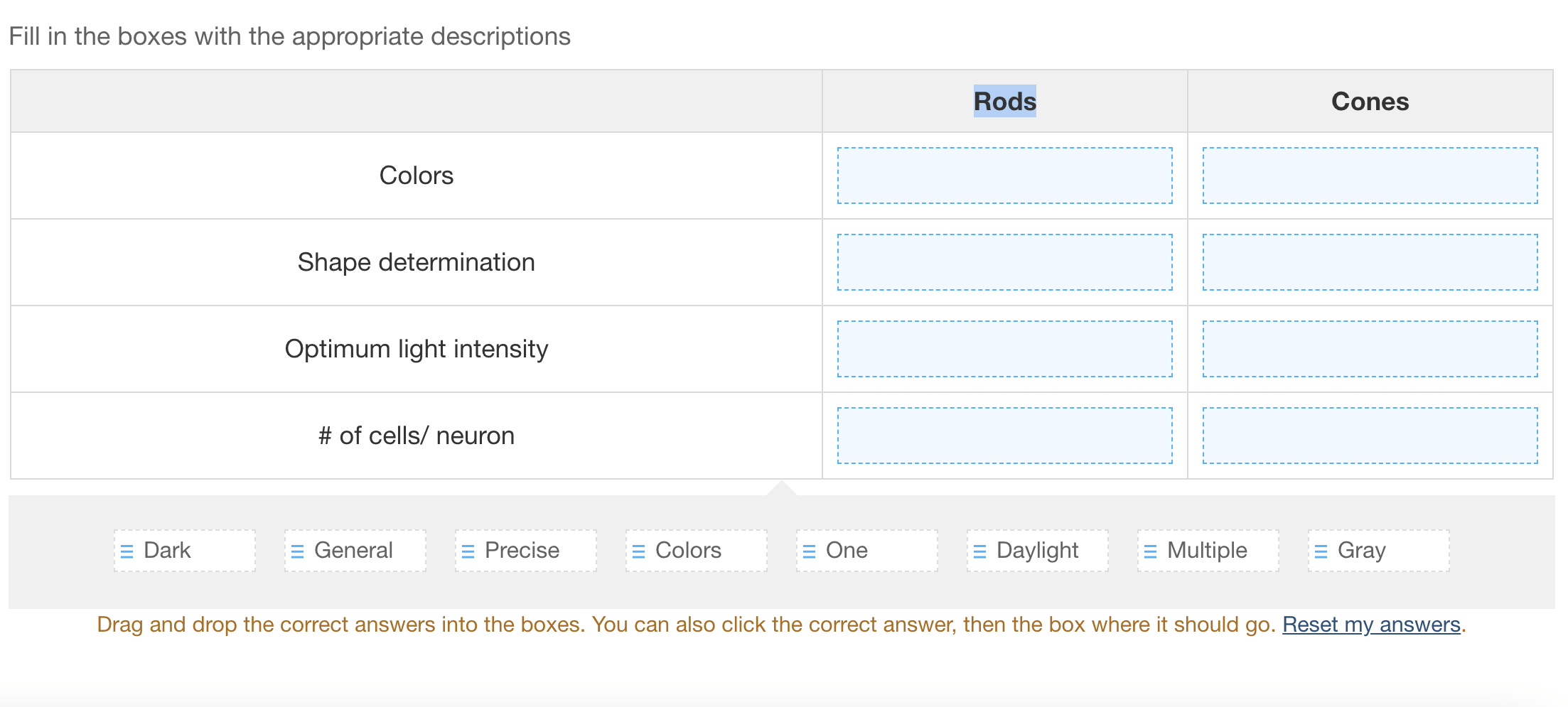 Solved Fill in the boxes with the appropriate descriptions