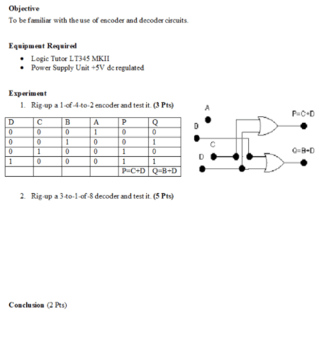 Solved Objective To be familiar with the use of encoder and | Chegg.com