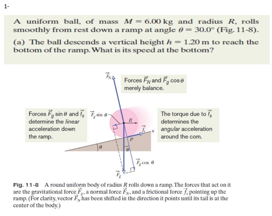 Solved A uniform ball, of mass M=6.00 kg and radius R, rolls