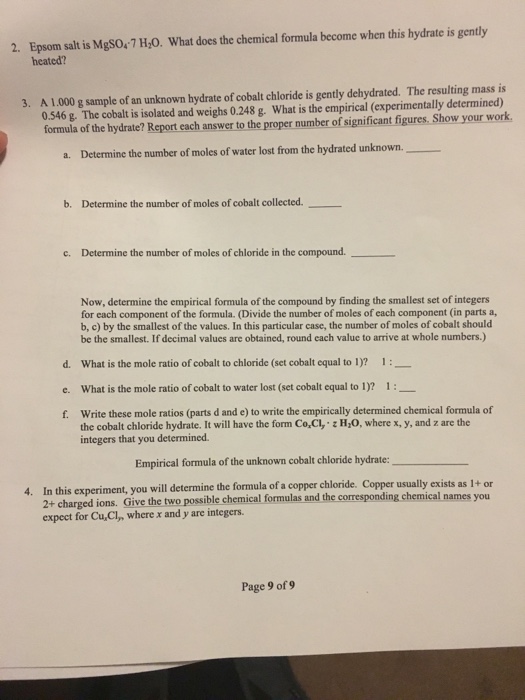Solved Epsom Salt Is MgSO_4 Middot 7 H_2 O. What Does The...