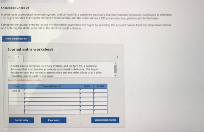 Solved Knowledge Check 01 A Seller Uses A Perpetual Inven...