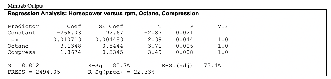 Solved The brake horsepower developed by an automobile | Chegg.com