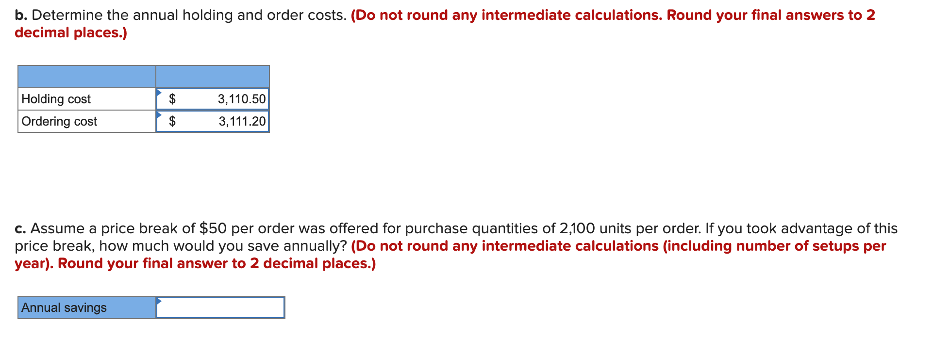 Solved a. Determine the order quantity and reorder point.