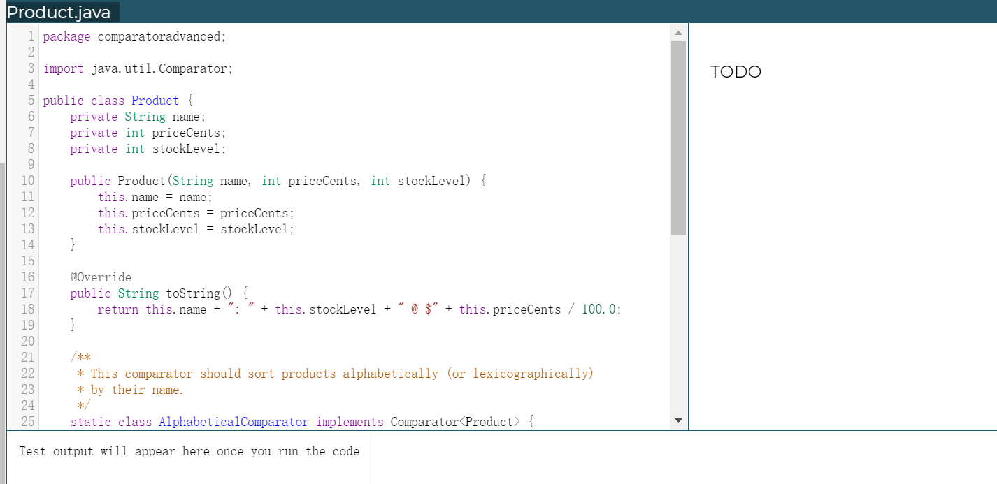 Solved Product.java 1 package comparatorbasic; 3 public