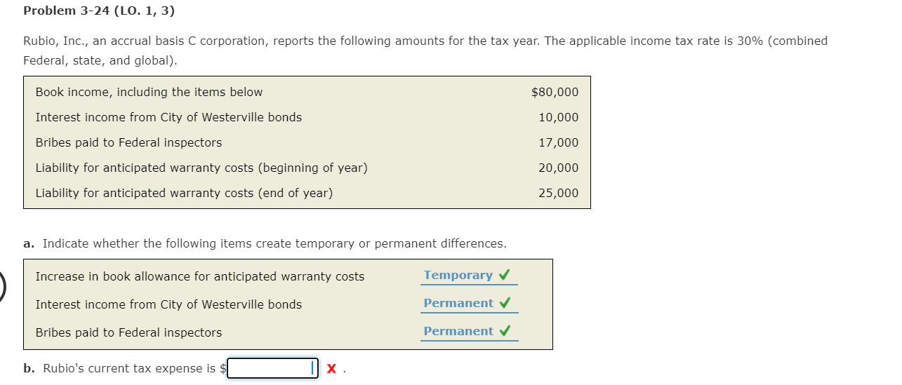 Solved Problem 324 (LO. 1, 3) Rubio, Inc., an accrual basis