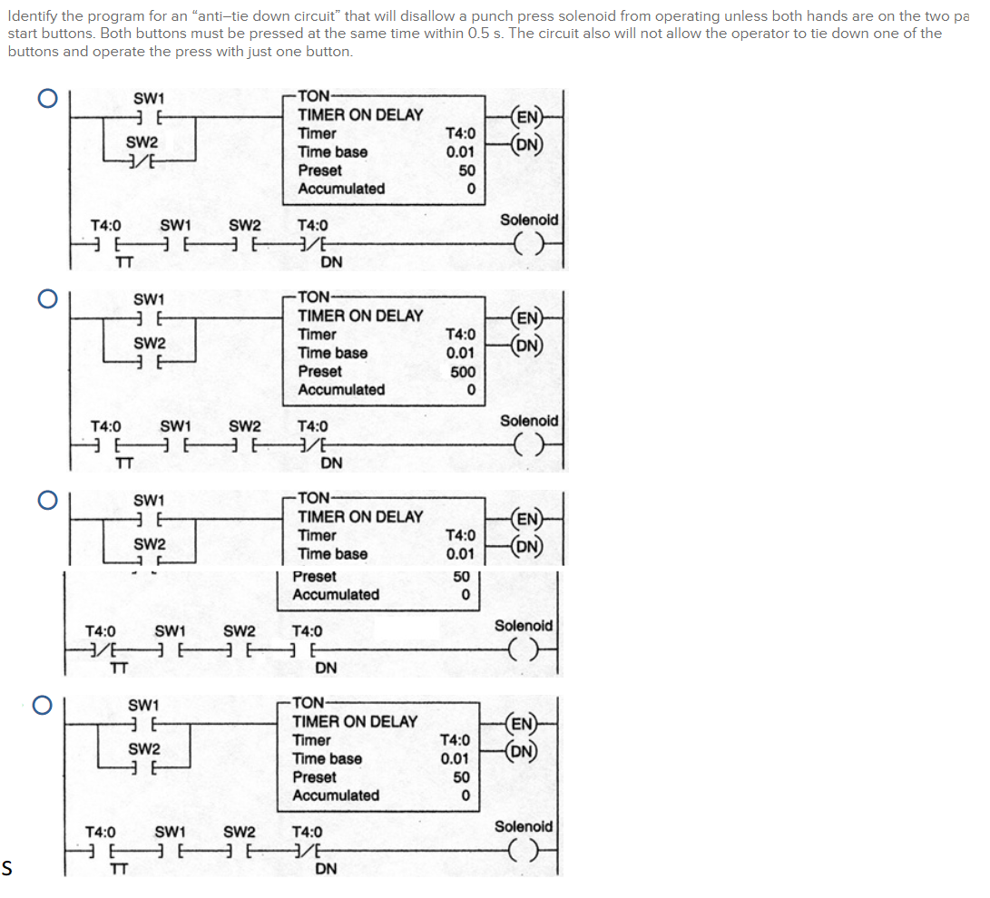 Solved Identify the program for an "antitie down circuit”